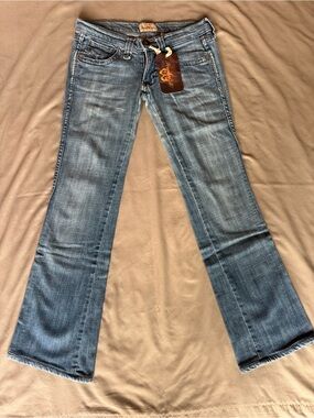 Frankie B. Light Blue Boot Cut Jeans with Back-Pocket Stitching